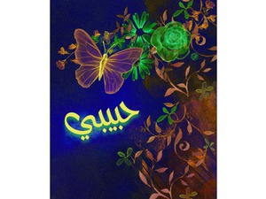 Type your lover's name on a blue background luminous butterfly