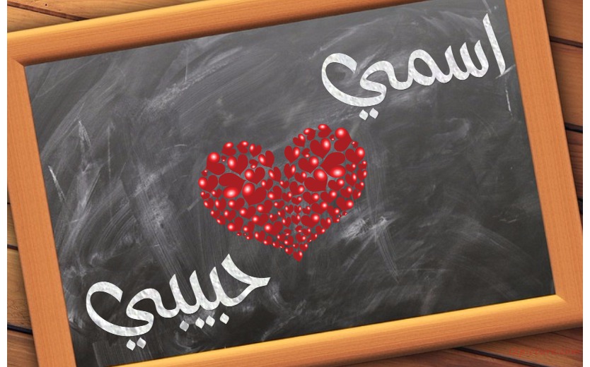 Your Name And Your Lover On A Blackboard Postcard