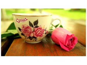 Your lover's name on the cup and flowers