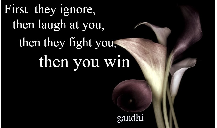  حكم و خواطر - First They Ignore You Then Laugh At You Then They Fight You Then You Win