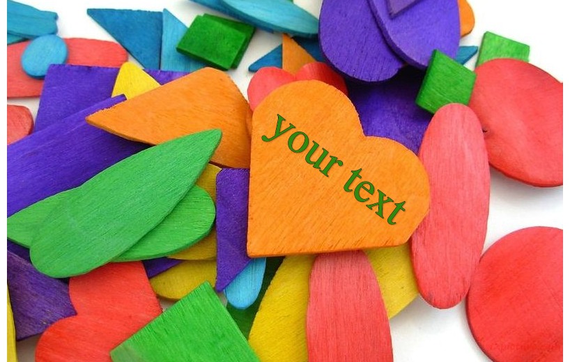 Colorful Wooden Hearts Postcard