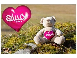 Type your lover's name on the heart and teddy bear